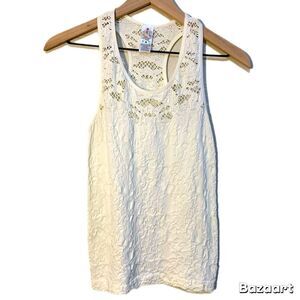 IDA FASHION Lace Tank Top Women’s Sz 1 Cream Stretchy.